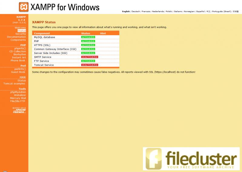 XAMPP screenshot