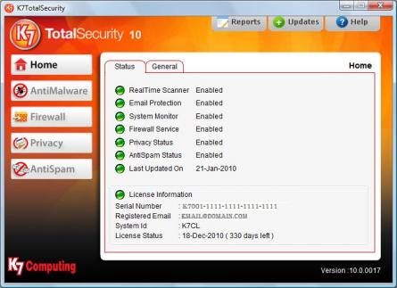 K7 Total Security Screenshot