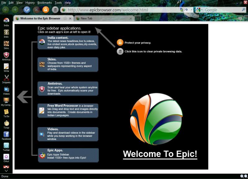 Epic Privacy Browser screenshot