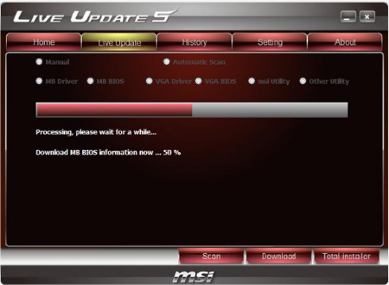 MSI Live Update screenshot
