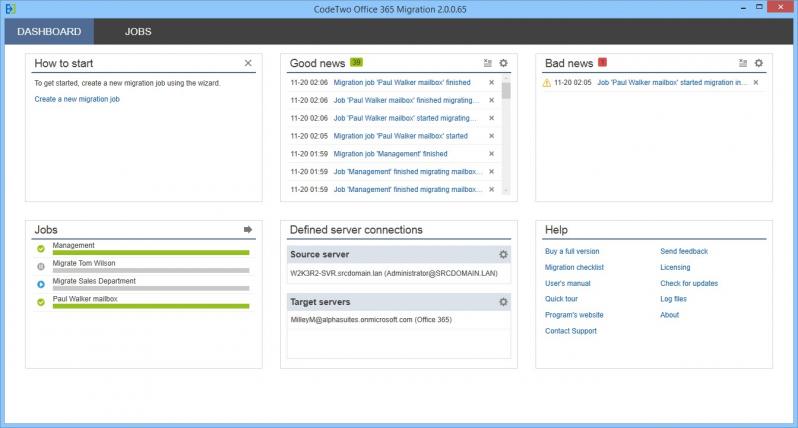 CodeTwo Office 365 Migration screenshot