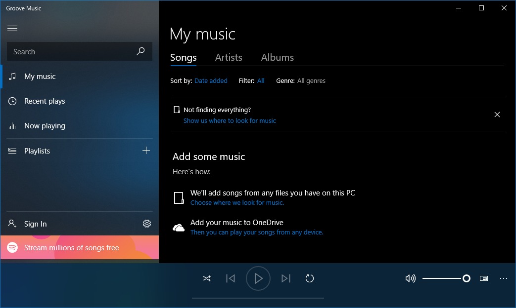 Groove Music screenshot