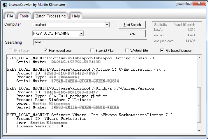 LicenseCrawler screenshot