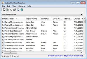 OutlookAddressBookView Screenshot