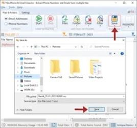 File Phone and Email Extractor Screenshot
