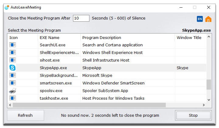 AutoLeaveMeeting screenshot