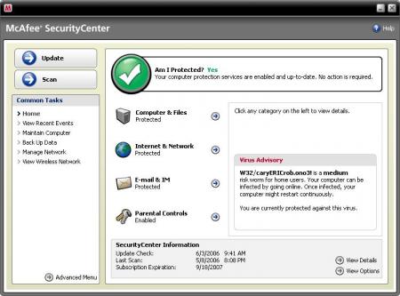 McAfee Total Protection Screenshot