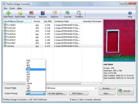 Pixillion Free Image Converter Screenshot