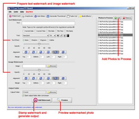 PhotoX Batch Watermark Creator Screenshot