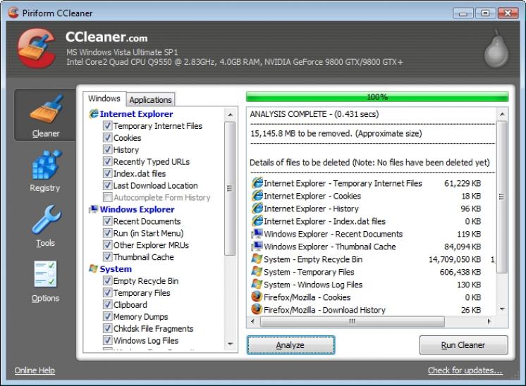 CCleaner screenshot