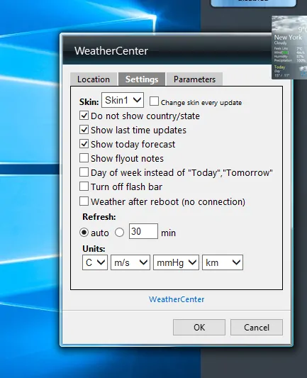 8GadgetPack Weather Settings