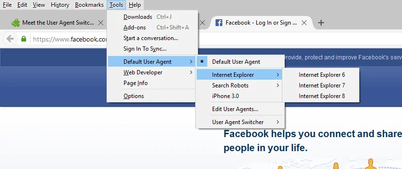 Firefox User Agent Switcher