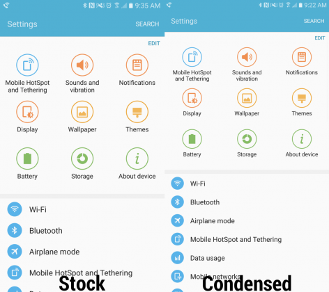 Enable the hidden 'Condensed' display mode on Samsung Galaxy S7