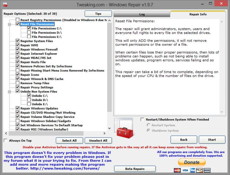 Portable Windows Repair screenshot