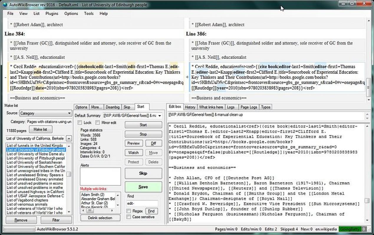 AutoWikiBrowser screenshot