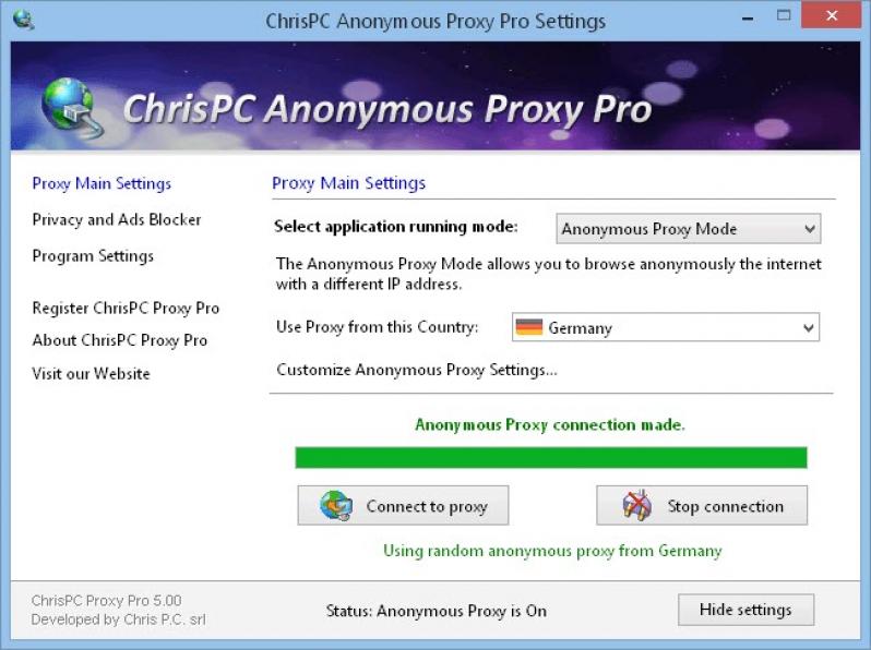 ChrisPC Anonymous Proxy Pro screenshot